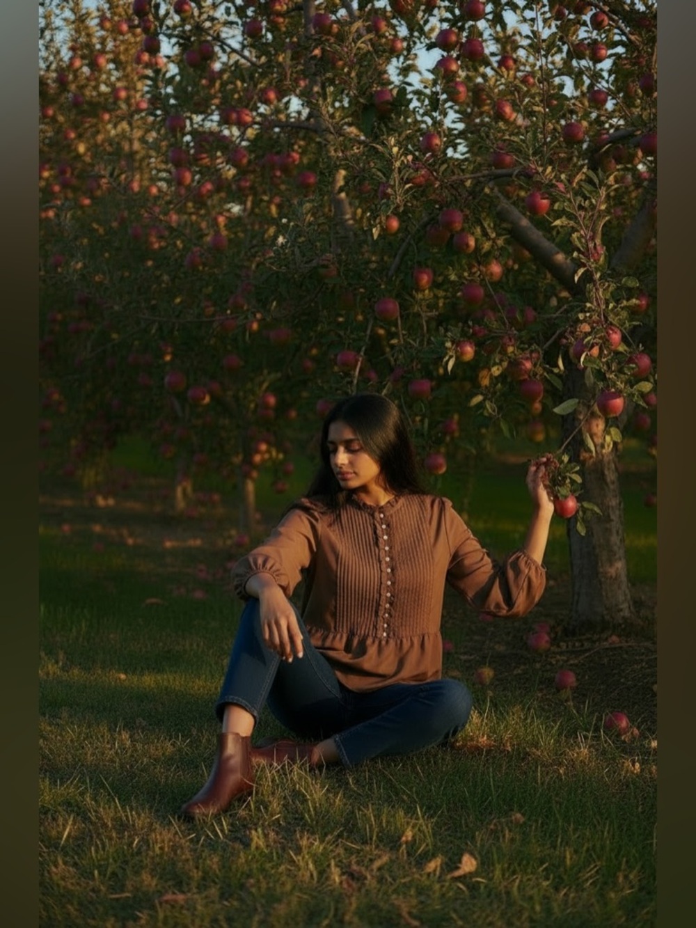 Garnet Hill Chocolate Brown Pintuck Peasant Blouse - Picture 6 of 14